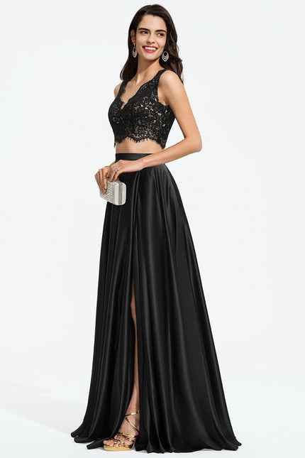 Robe De Bal Satinée À Fente - gallery 2