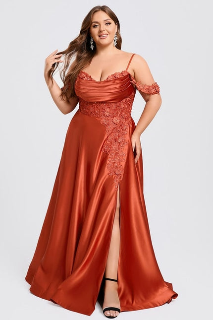 Robe De Bal Satinée Cuivrée - gallery 5