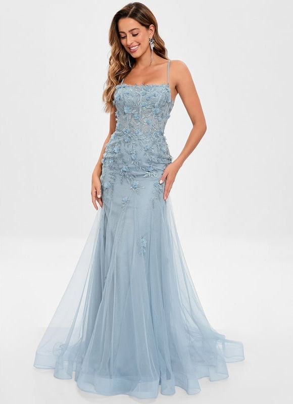 Robe De Bal Sirène Florale Azure - gallery 1