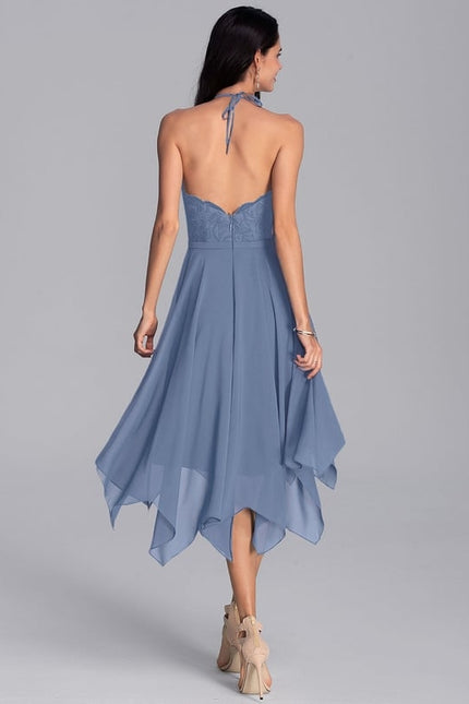 Robe De Bal Asymétrique Bleue - gallery 8