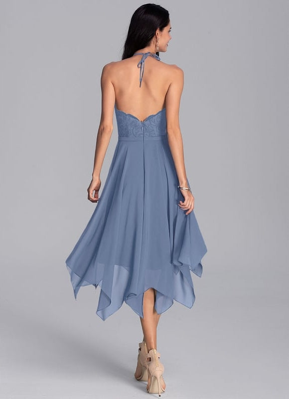 Robe De Bal Asymétrique Bleue - gallery 8