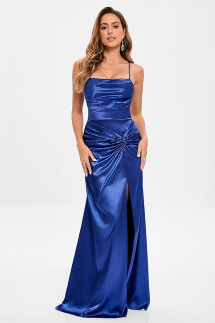Robe De Bal Satin Bleu Profond