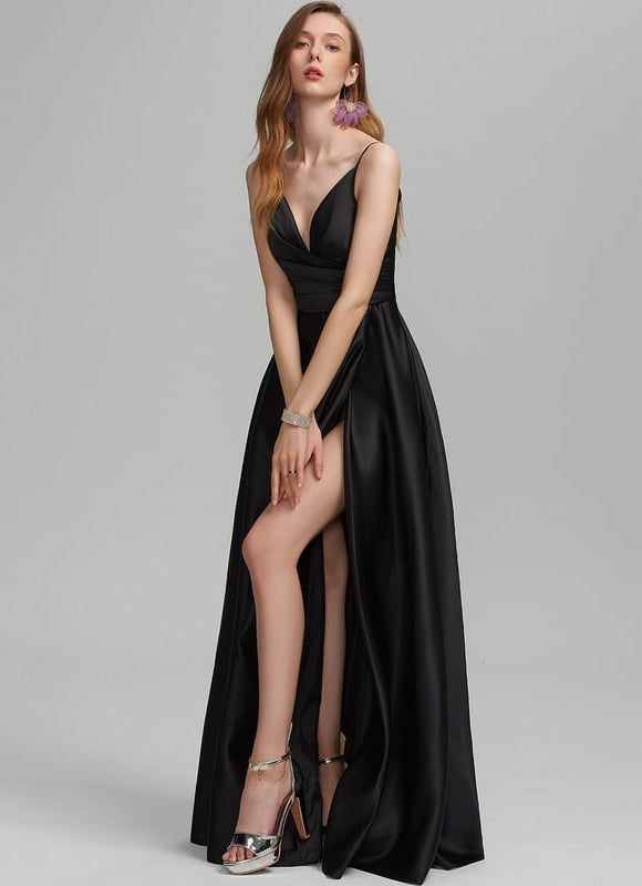 Robe De Bal Longue Noire Élégante - gallery 4