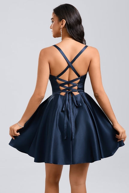 Robe De Bal Satin Bleu Nuit - gallery 7