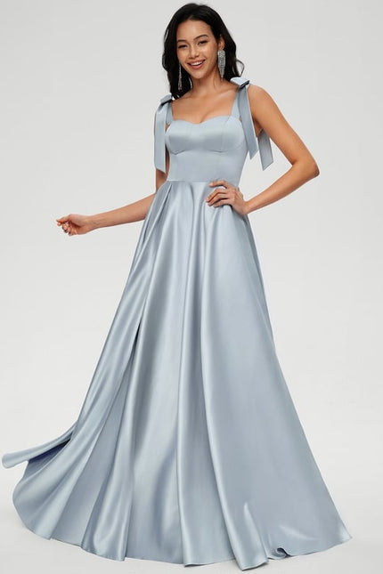 Robe De Bal Satinée Ciel - gallery 3