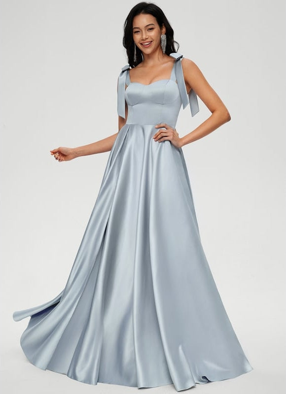 Robe De Bal Satinée Ciel - gallery 3