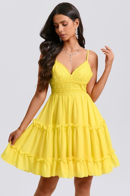 Robe De Bal Jaune Volants - gallery 3