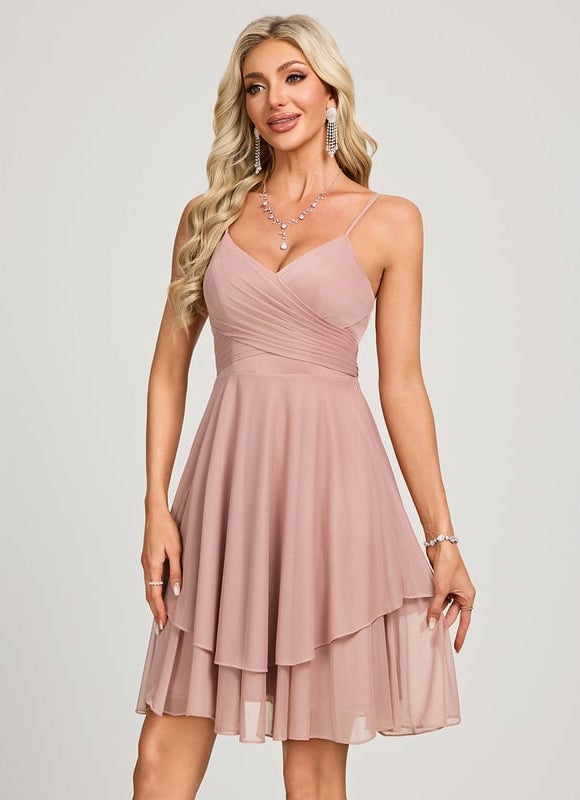 Robe De Bal Courte Rose Poudrée - gallery 2