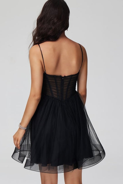 Robe De Bal Tulle Noir Élégant - gallery 7