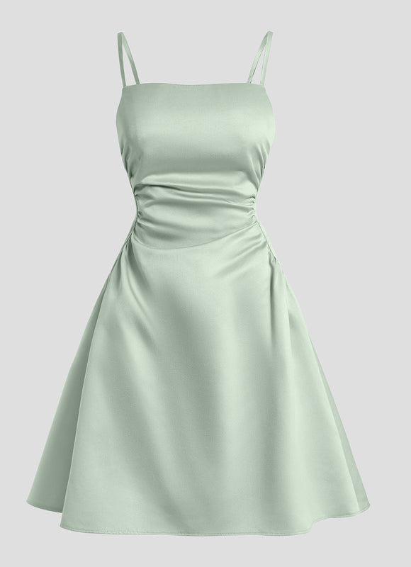 Robe De Bal Satin Vert Pâle - gallery 7
