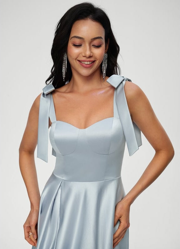 Robe De Bal Satinée Ciel - gallery 4