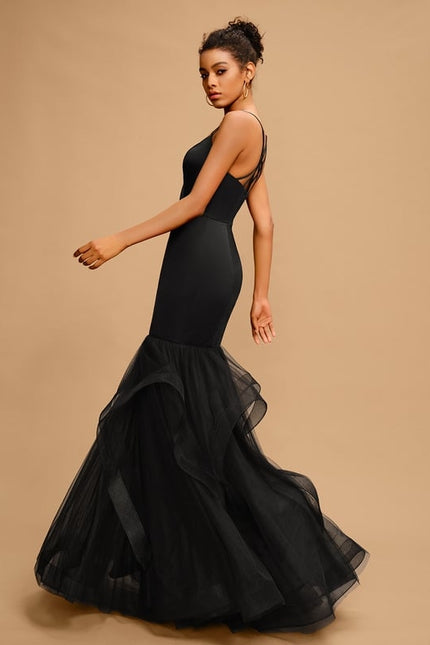 Robe De Bal Sirène Tulle Noir - gallery 1