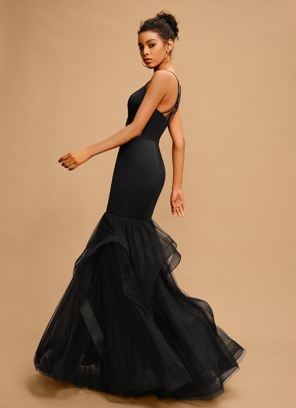 Robe De Bal Sirène Tulle Noir - gallery 1