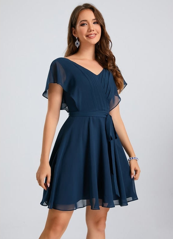 Robe De Bal Col V Marine - gallery 4