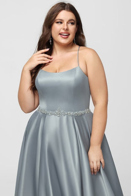 Robe De Bal Satin Bleu Poudré - gallery 8