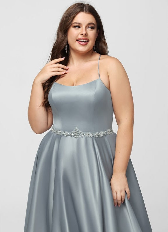 Robe De Bal Satin Bleu Poudré - gallery 8