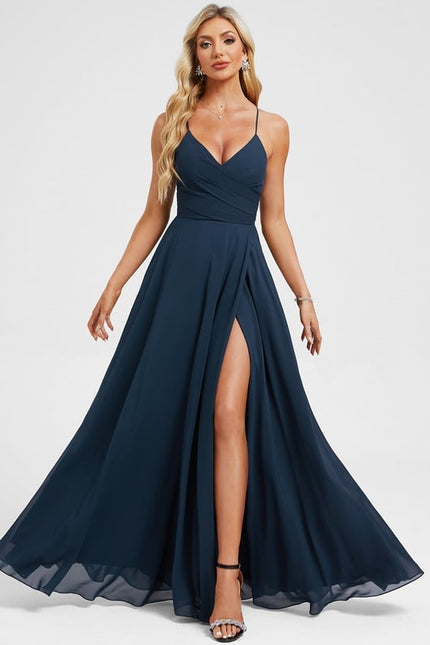 Robe De Bal Longue Fluide Bleu