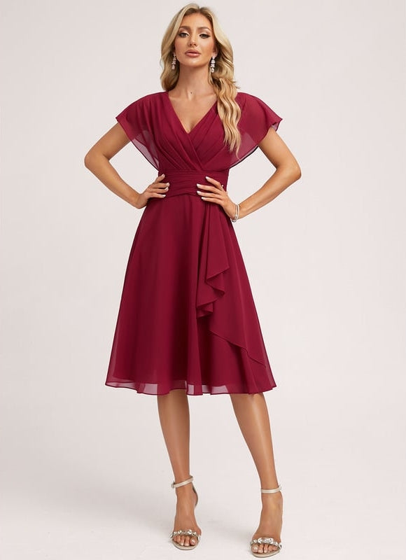 Robe De Bal Mousseline Bordeaux - gallery 1