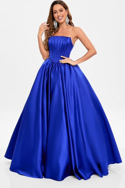 Robe De Bal Bleue Satinée - gallery 2