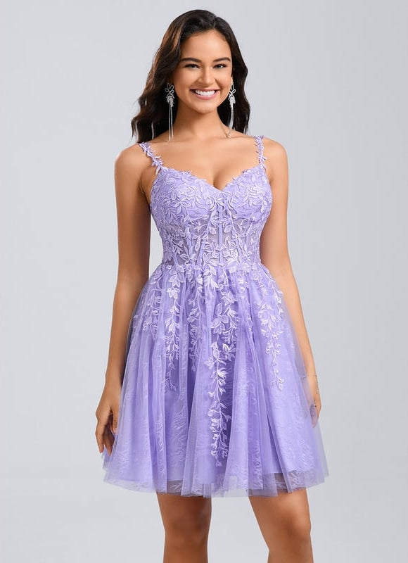 Robe De Bal Courte Tulle Brodée - gallery 1