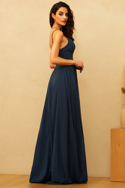 Robe De Bal Longue Fluide Bleu - gallery 2