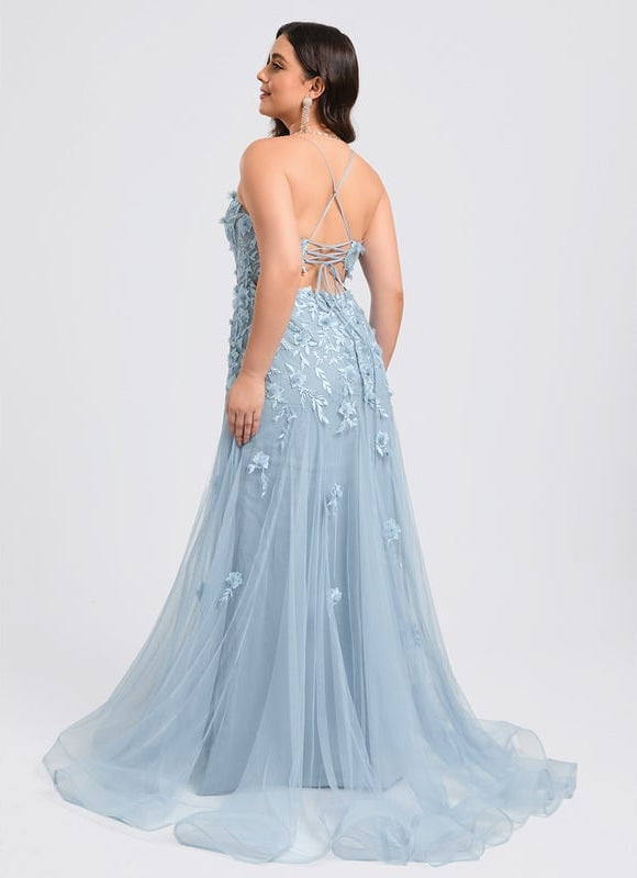 Robe De Bal Sirène Florale Azure - gallery 7