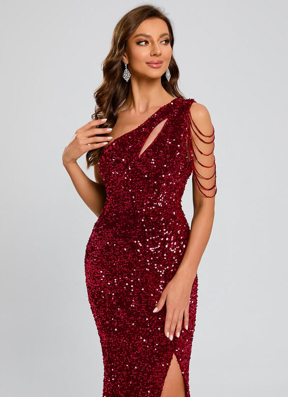 Robe De Bal Scintillante Asymétrique - gallery 9