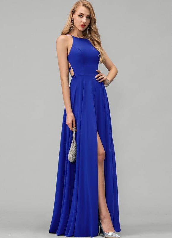 Robe De Bal Fluide Bleue - gallery 4
