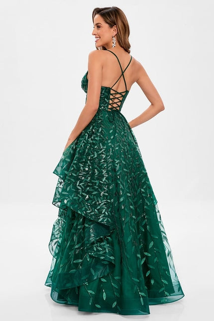 Robe De Bal Émeraude Superposée - gallery 5