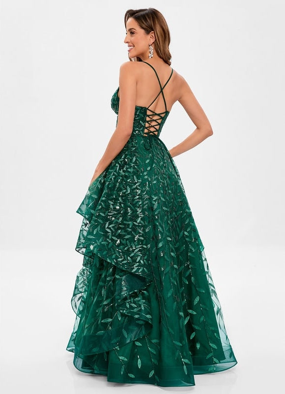 Robe De Bal Émeraude Superposée - gallery 5