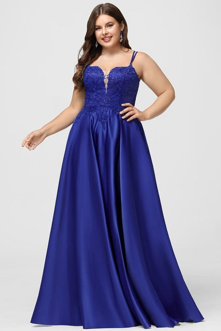 Robe De Bal Satin Bleu Élégant - gallery 5