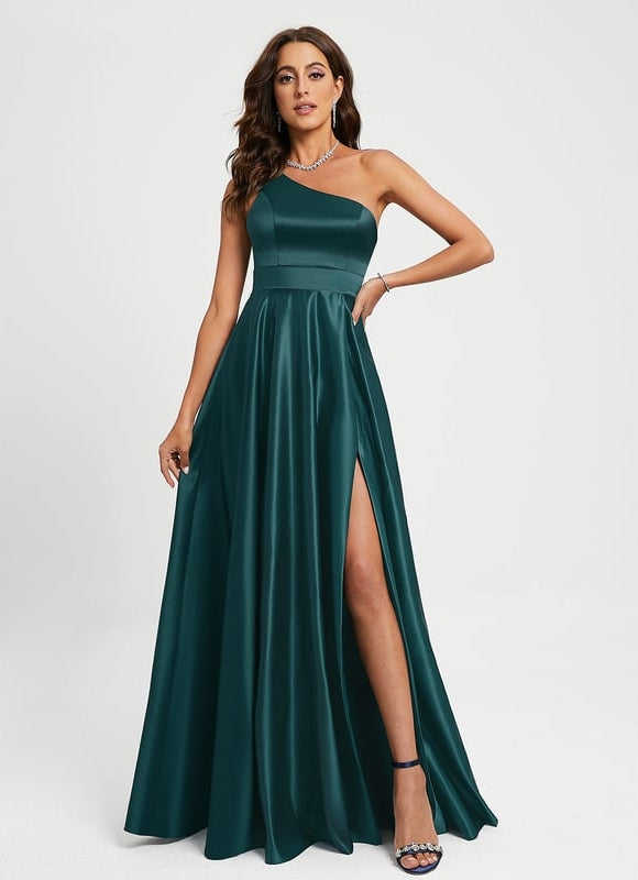 Robe De Bal Satin Émeraude Chic