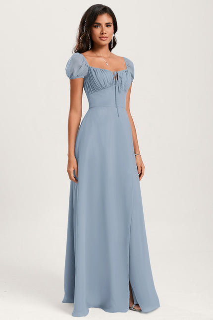 Robe De Bal Fluide Bleu Ciel - gallery 2