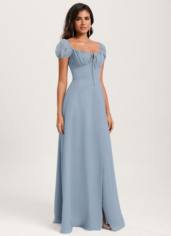 Robe De Bal Fluide Bleu Ciel - gallery 2