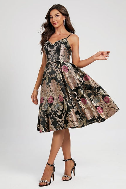 Robe De Bal Fleurie Noire - gallery 5