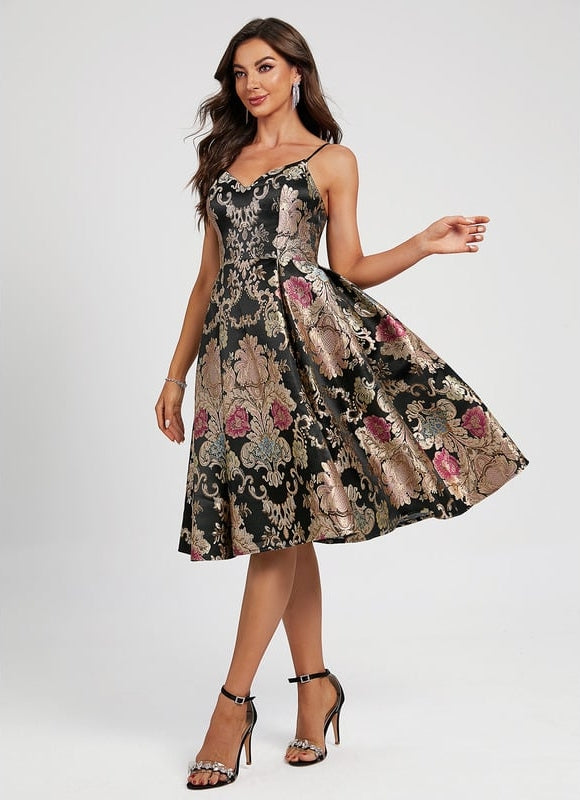 Robe De Bal Fleurie Noire - gallery 5