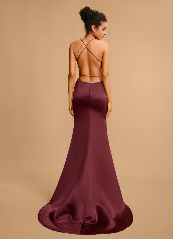 Robe De Bal Bordeaux Satiné Longueur