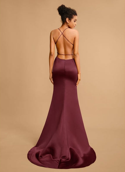 Robe De Bal Bordeaux Satiné Longueur