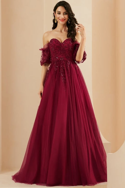 Robe De Bal Bordeaux Éthérée - gallery 1