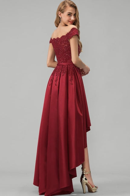 Robe De Bal Satinée Bourgogne - gallery 3