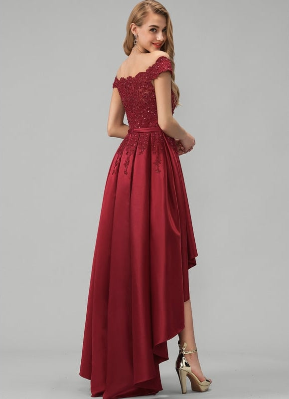 Robe De Bal Satinée Bourgogne - gallery 3