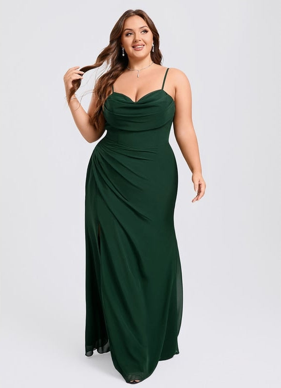 Robe De Bal Longue Verte Élégante - gallery 8