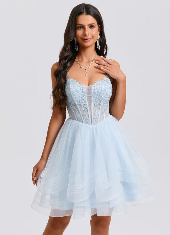 Robe De Bal Tulle Bleue Délicate - gallery 3