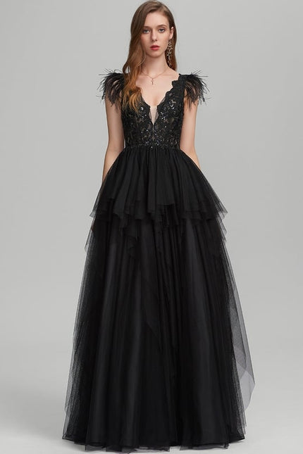 Robe De Bal Tulle Plumes