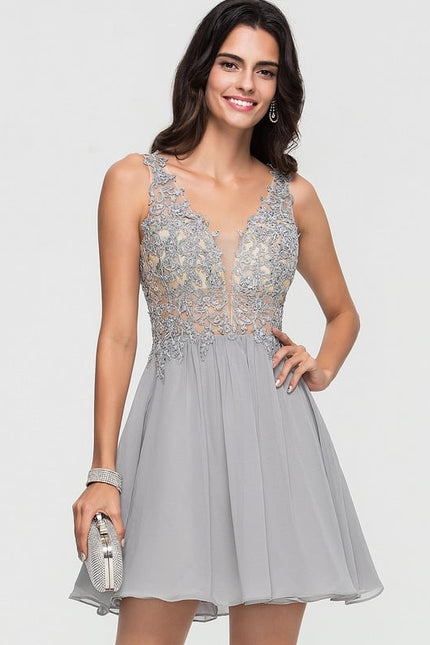 Robe De Bal Courte Argentée