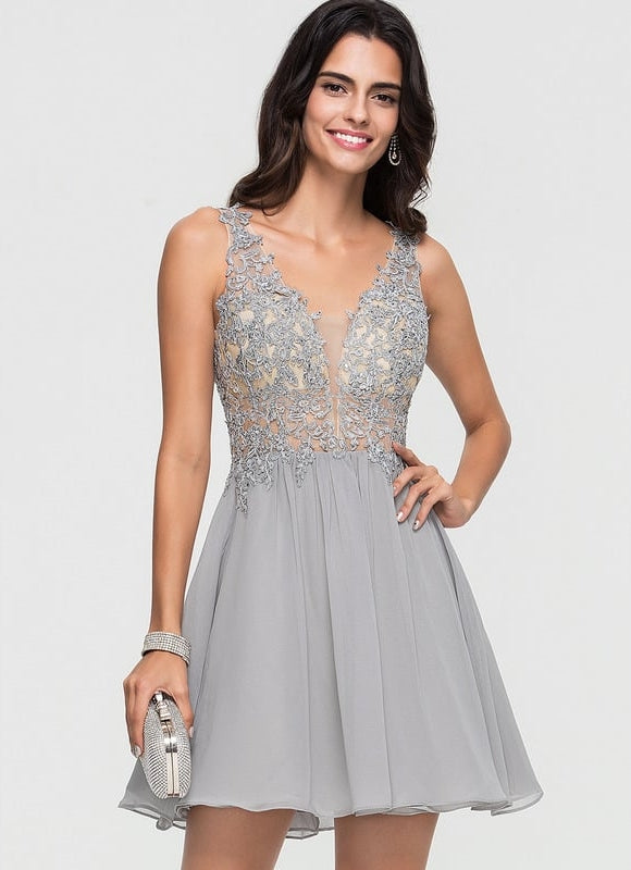Robe De Bal Courte Argentée