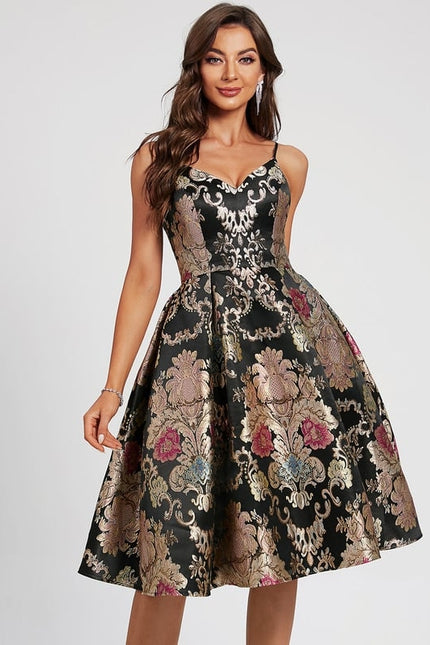 Robe De Bal Fleurie Noire