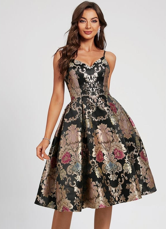 Robe De Bal Fleurie Noire