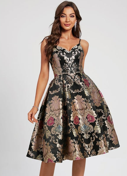 Robe De Bal Fleurie Noire