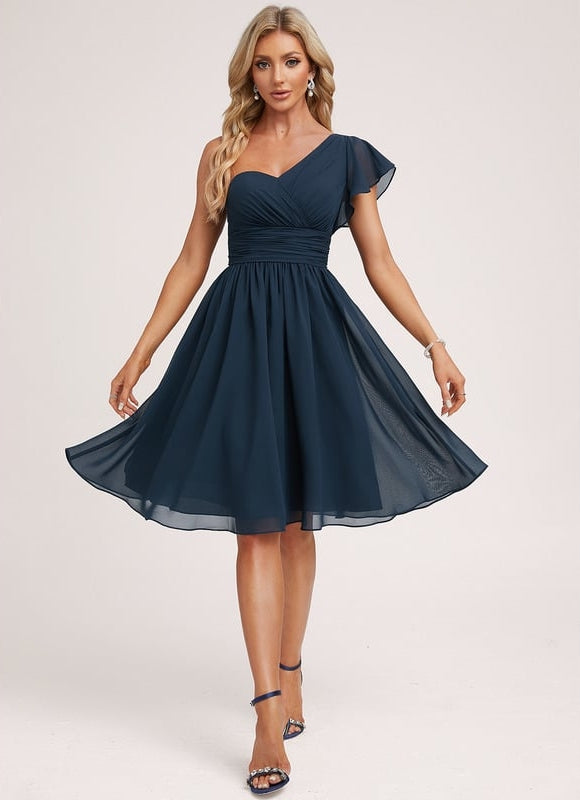 Robe De Bal Asymétrique Marine - gallery 1